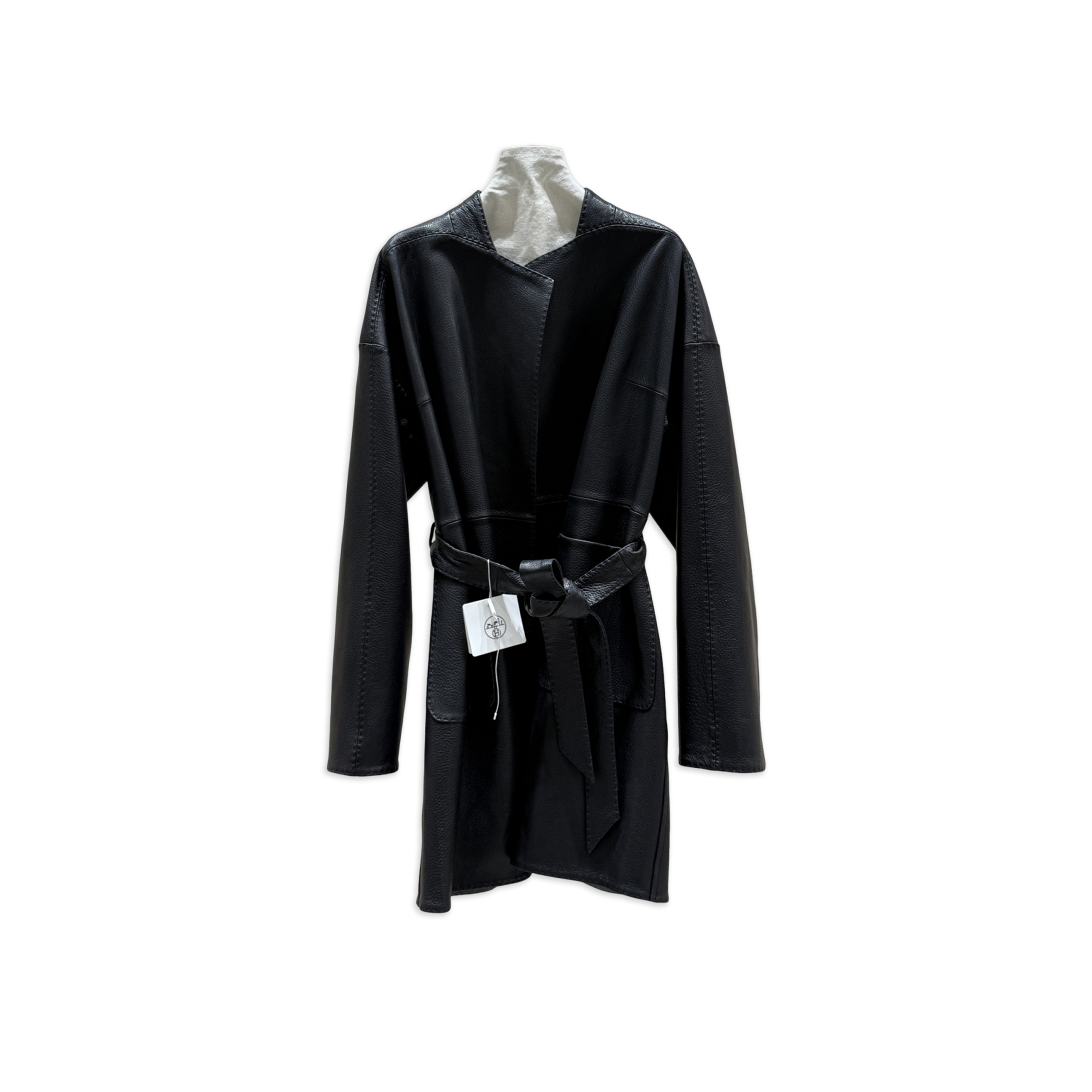 HERMES MID-LENGTH LEATHER COAT
